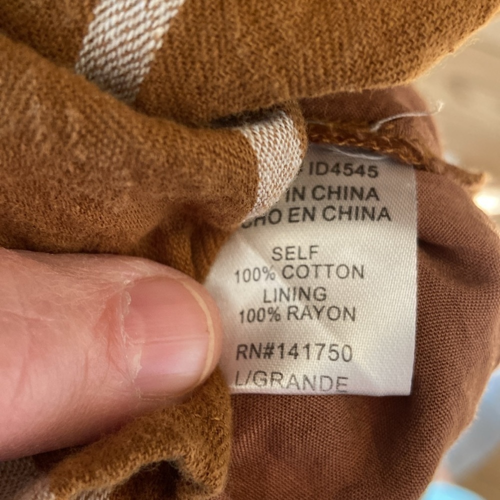 Orange Creek brown/white stripe cotton dress size L. - Picture 8 of 8